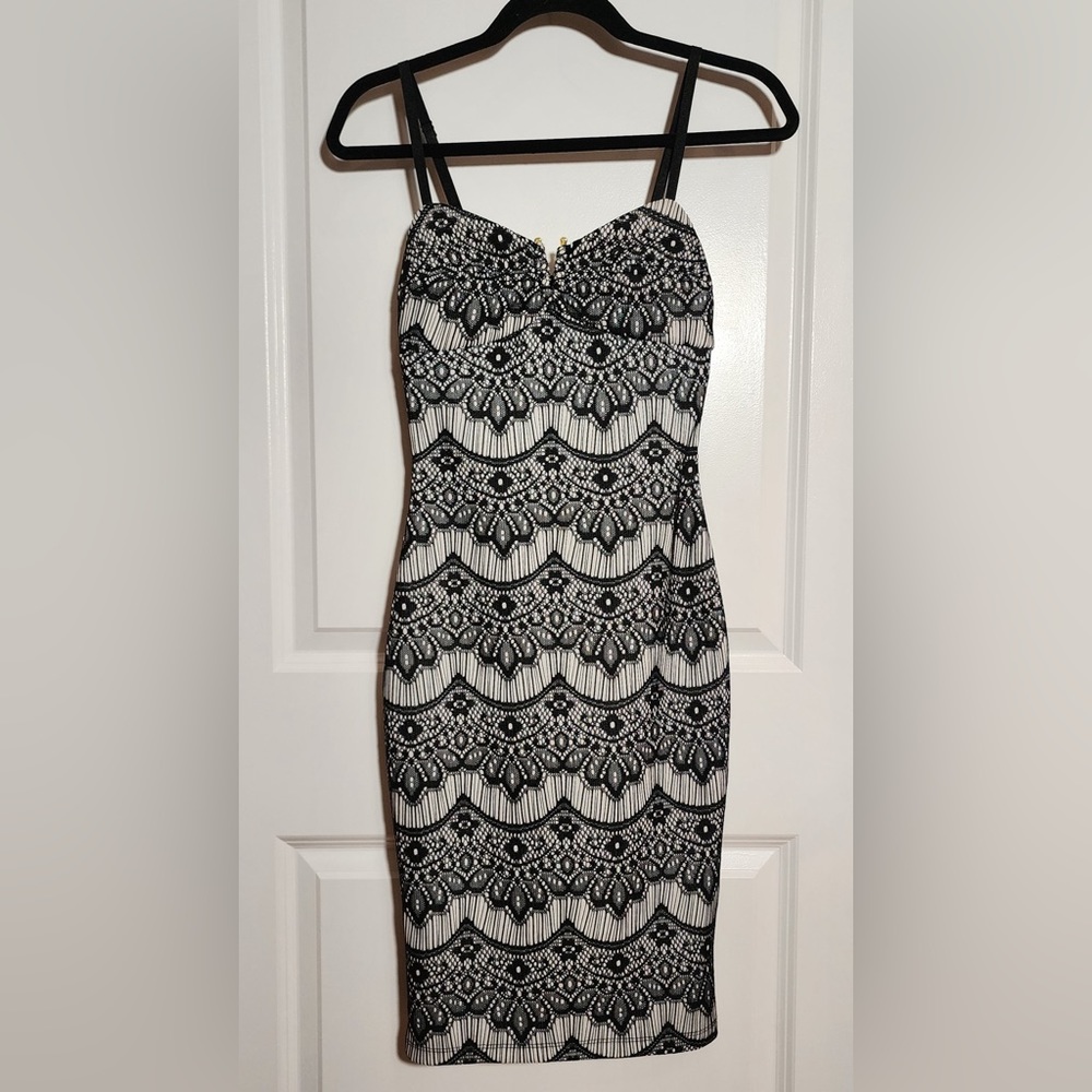 Guess Dress Size XS Extra Small Black White